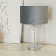 image 2 of ValueLights Jessy Glass with Silver Table Lamp with Grey Velvet with Chrome Inner Lamp Shade and LED Bulb