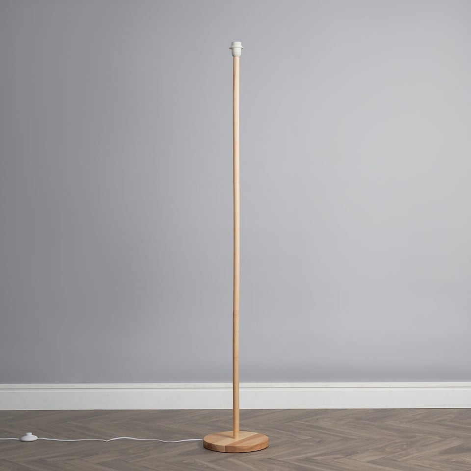 image 1 of ValueLights Modern Scandi Floor Lamp Base In Light Wooden Finish | Brown