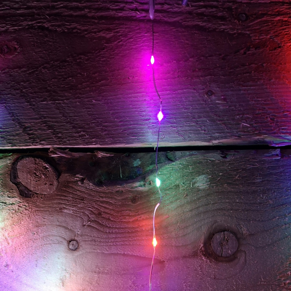 image 1 of 1.2m Premier Christmas Static Star LED Silver Pin Wire V Curtain Lights in Rainbow