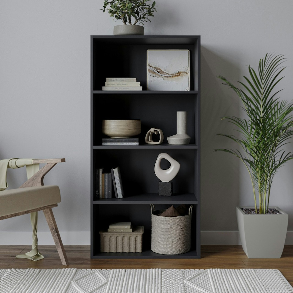image 1 of Wide 4-Tier Bookcase Grey | Unit Colour: Grey
