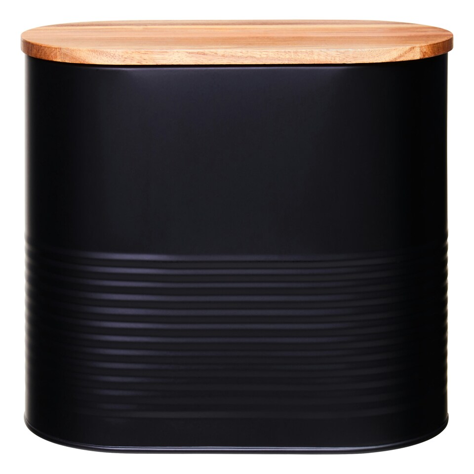 image 1 of Alton Black Bread Bin With Acacia Wood Lid Black