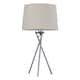 image 1 of Tripod - Chrome Lamp with Natural Linen Shade | Chrome | Brown | Large | 1