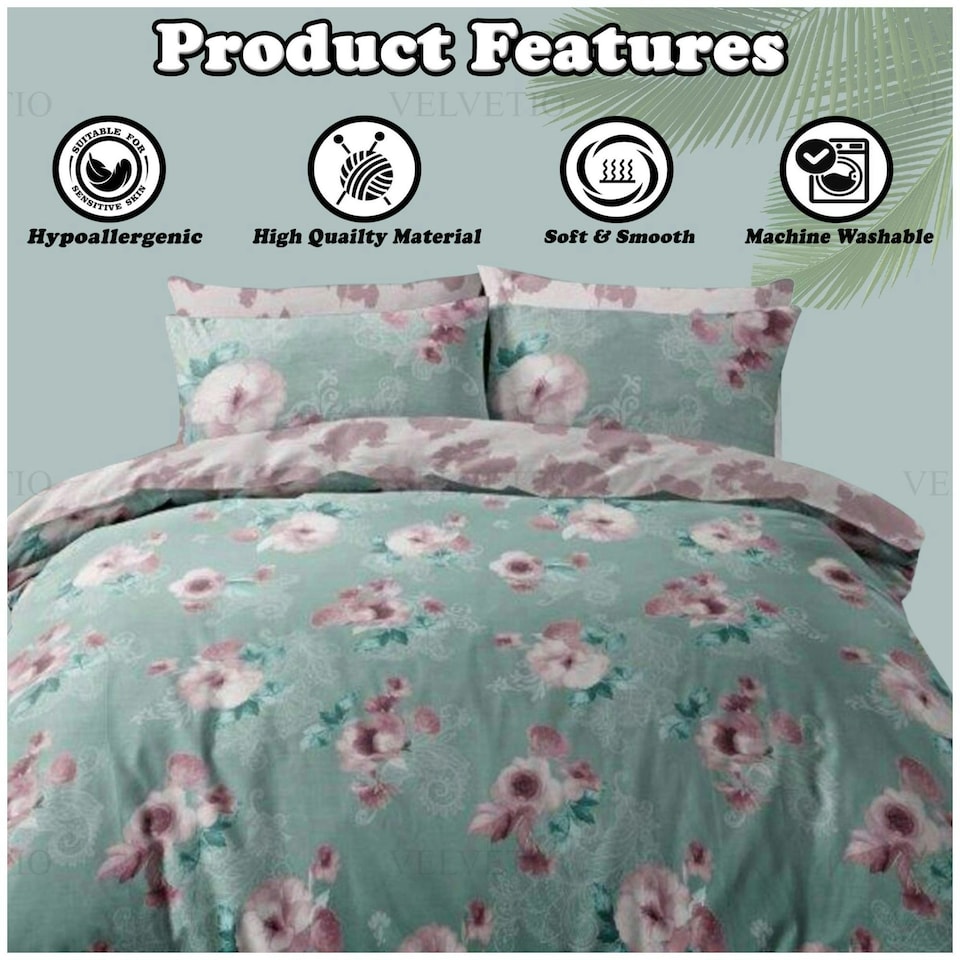 image 1 of VELVETIO Shelby Complete Duvet Cover Set with Fitted Sheet Breathable Bedding Quilt