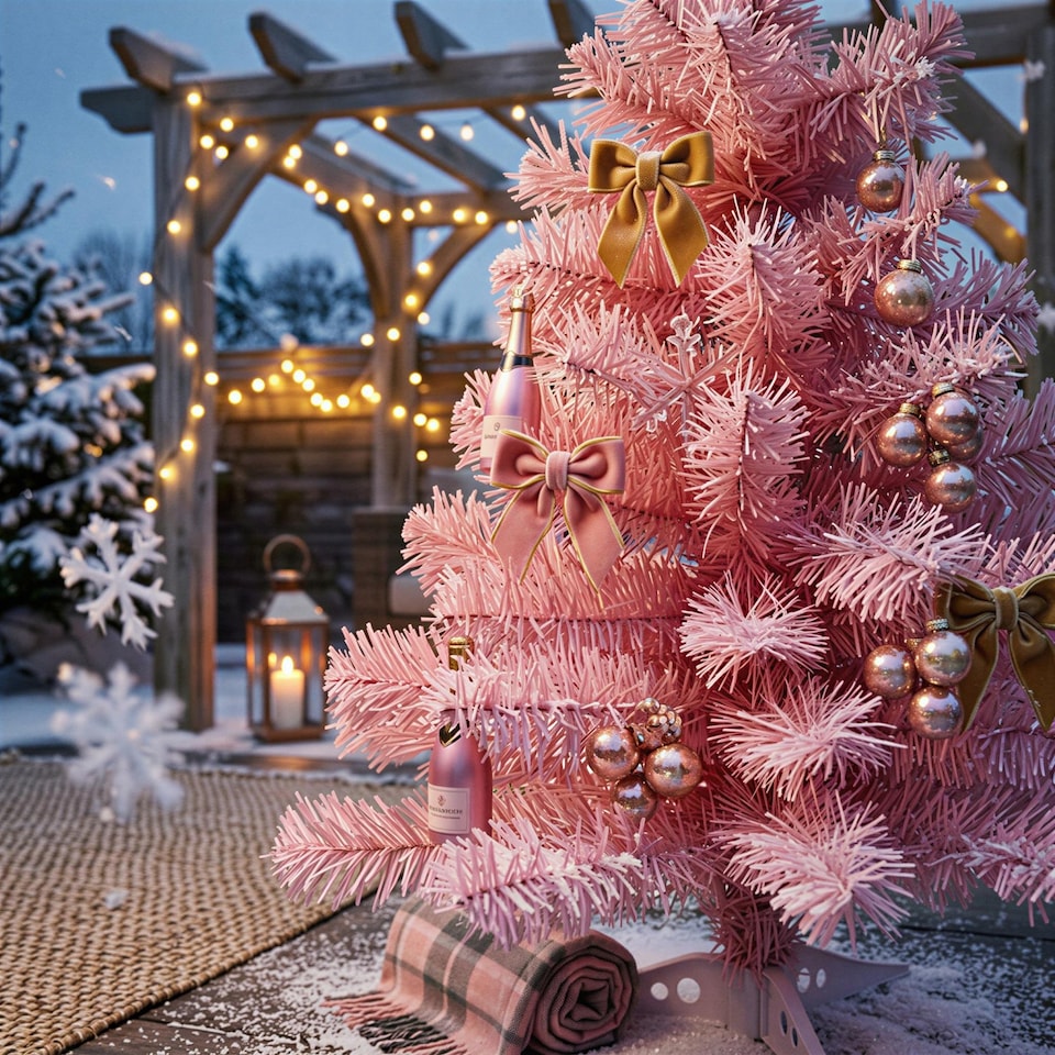 image 1 of Harbour Housewares 2x Artificial Fir Christmas Trees - 60cm/2ft - Indoor Small Xmas Tree Desktop Tree with Stand Mini Décor