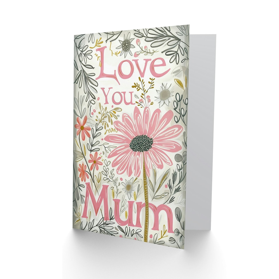 image 1 of Mothers Day Card Floral Pink Love You Wildflowers Mum Card