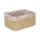 image 1 of Extra Large Thatch Grass Woven Storage Basket with Garden Rose Cotton Lining | Green | Green | XL
