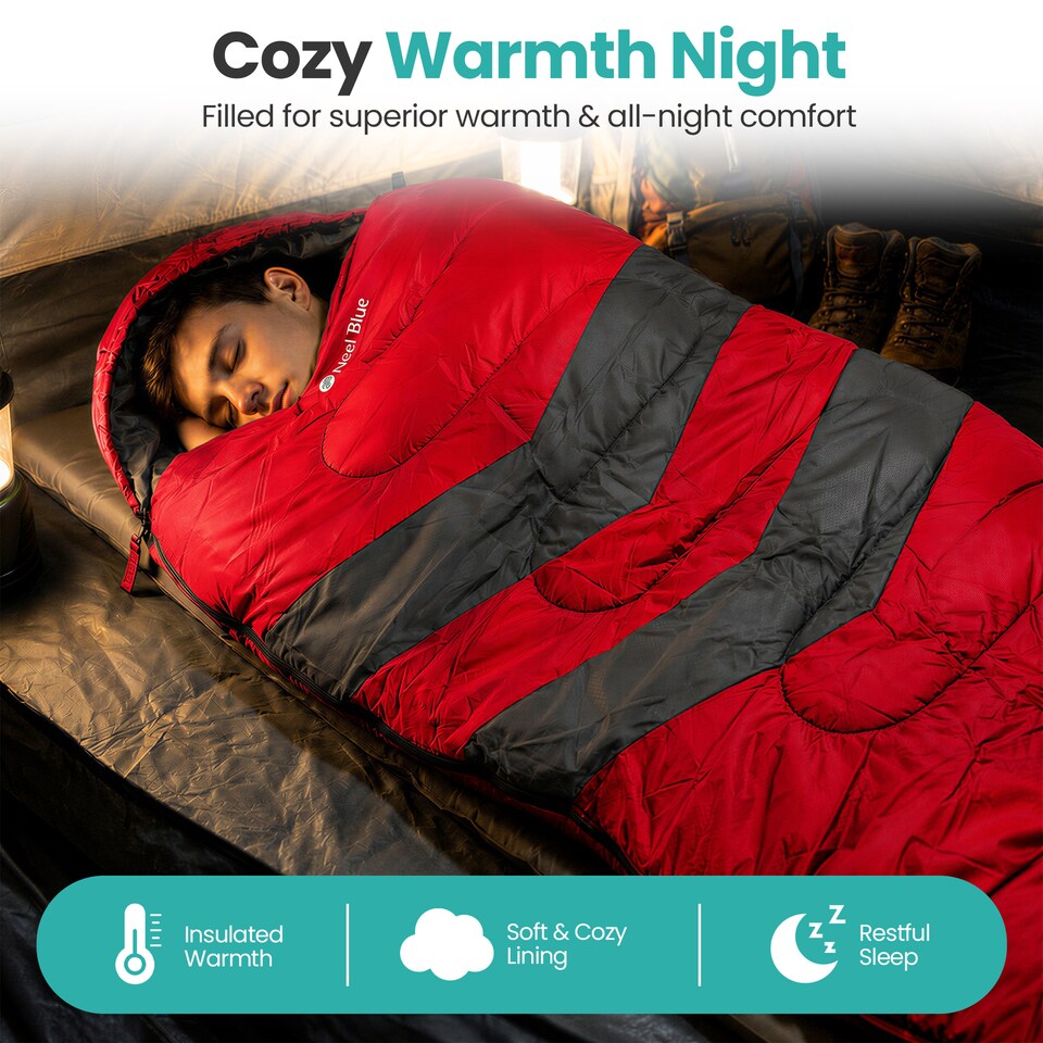 image 1 of 4 Season Waterproof Backpacking Sleeping Bag for Single Adults - 6ft