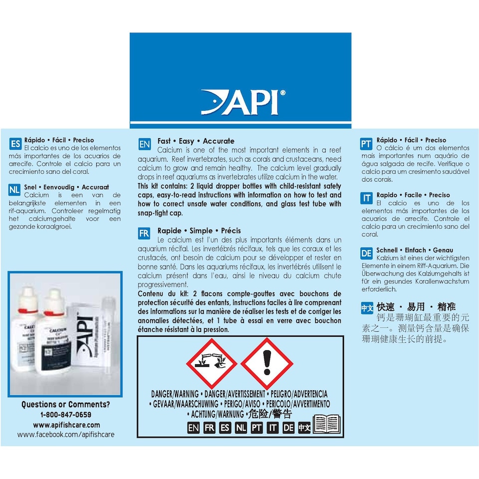 image 1 of API Calcium Test Kit Saltwater Aquarium 1 Count Test Kit Aquarium and Fish Supplies