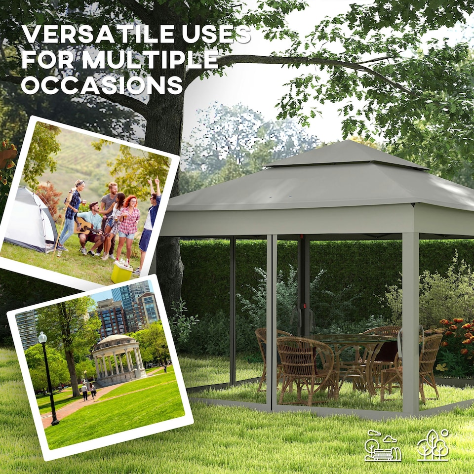 image 1 of Outsunny Garden Folding Tent Heavy Duty Pop Up Gazebo for Party Dark Grey