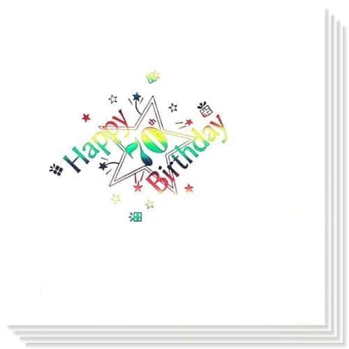 70th Birthday multi Coloured Foil Print 3 Ply Napkins - 13 Inches / 33cm - Pack of 15