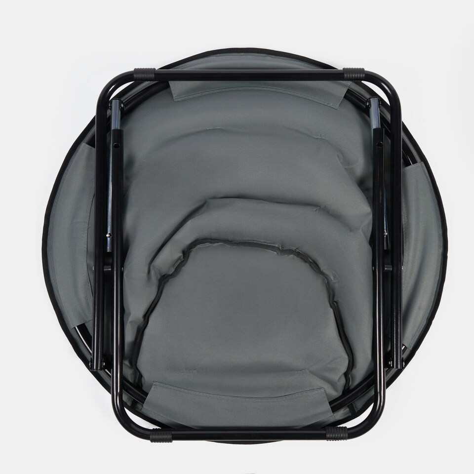 image 1 of OHS Plain Dyed Portable Lightweight Folding Soft Plush Padded Outdoor Garden Travel Camping Moon Chair Grey | Charcoal