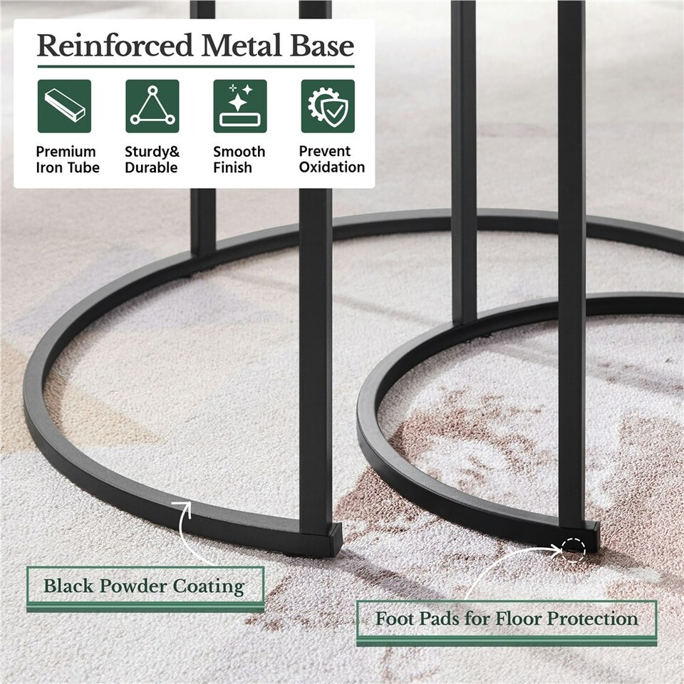image 1 of Yaheetech Round Nesting End Table Set with Metal Base Grey