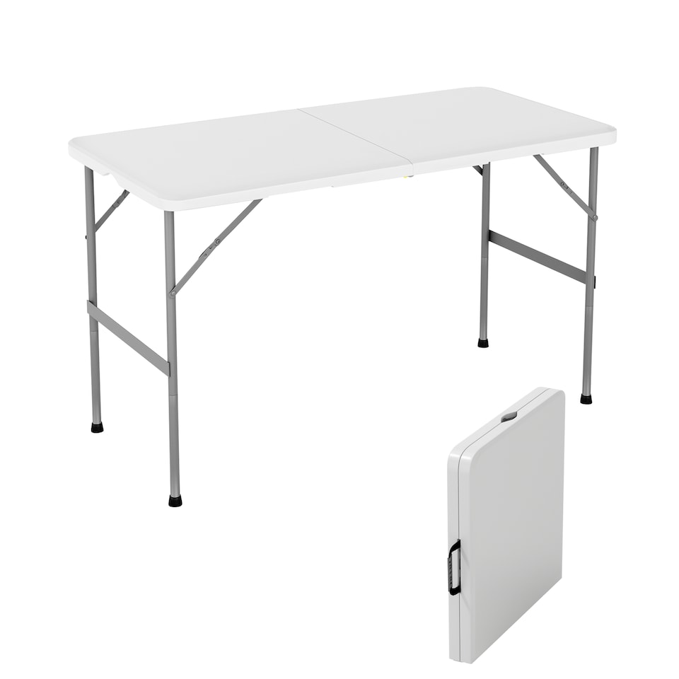 image 1 of 4ft Folding Table heavy duty Outdoor and Indoor use Garden Camping Event Table  White | White | White