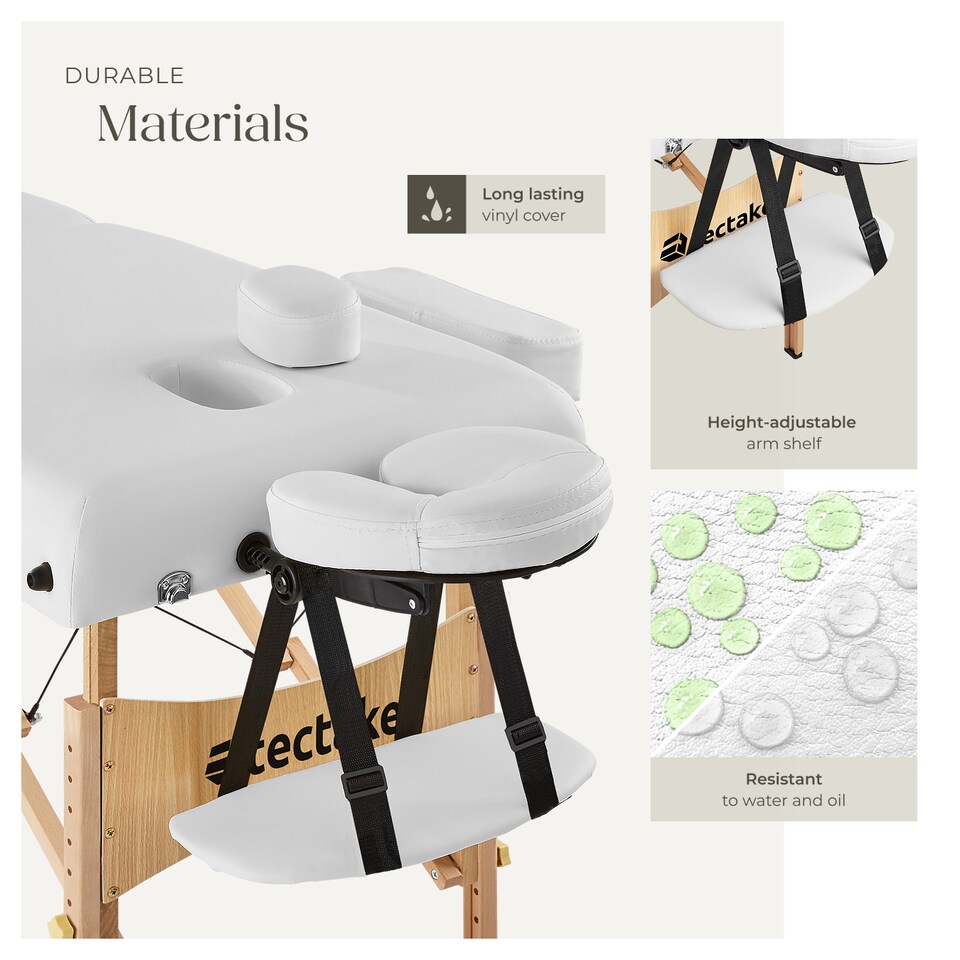 image 1 of Massage Table Set Suman - 2-zone, 7.5 cm padding, including bolsters, bag, head and armrests | White | white | 1