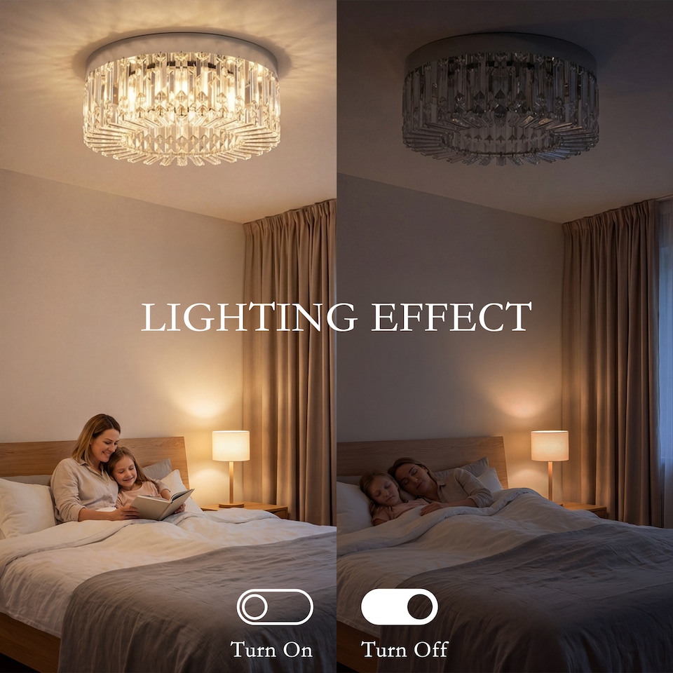 image 1 of HOMCOM Crystal Ceiling Light with 160 Crystal Pendants