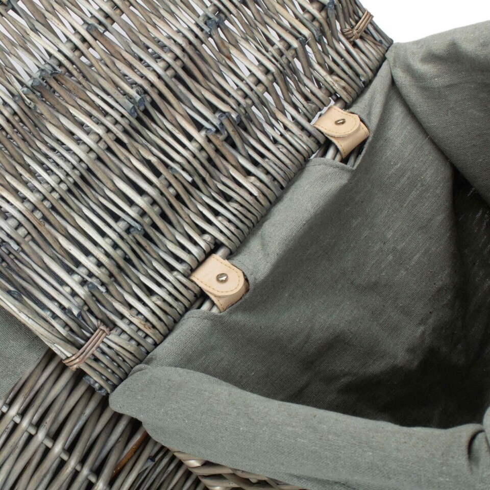 image 1 of Set of 2 Antique Wash Square Laundry Basket with Grey Sage Lining | Grey | Grey