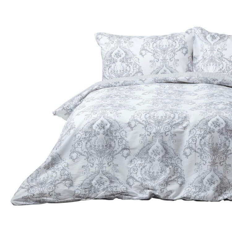 Homescapes Grey French Toile Patterned Duvet Cover Set - King Grey | King