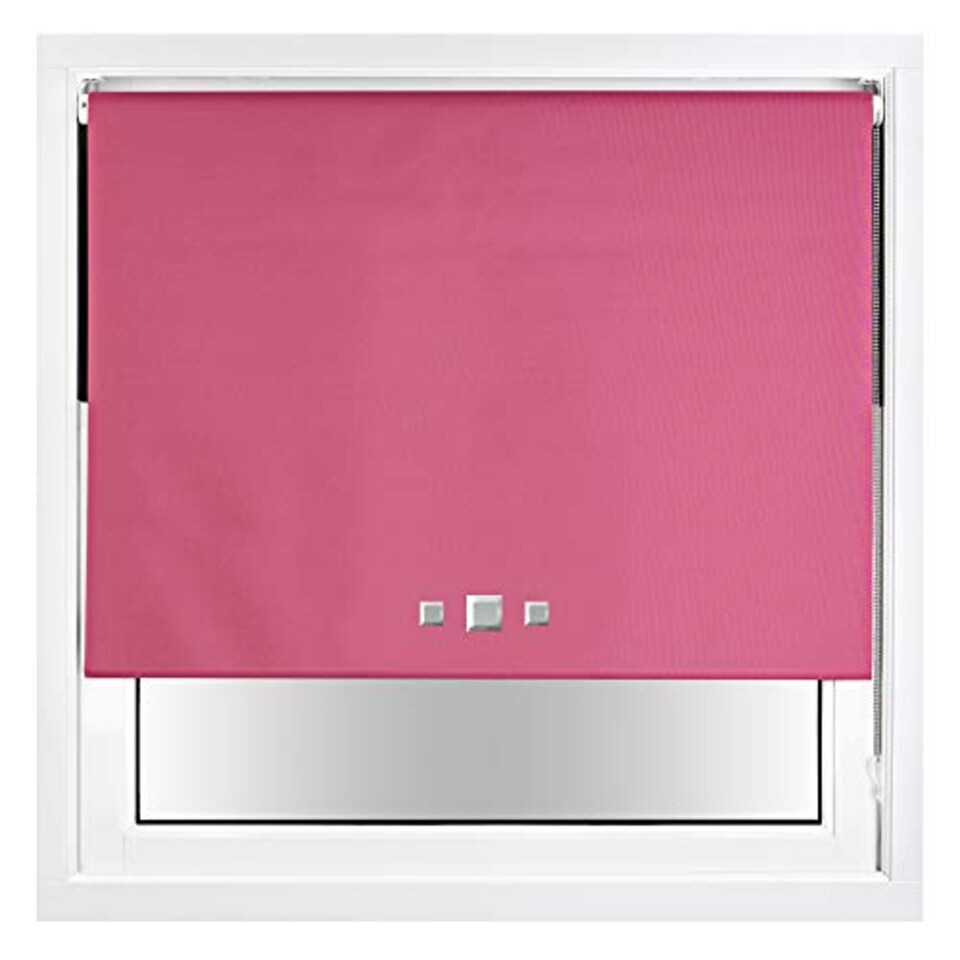 image 1 of FURNISHED Blackout Roller Blind with Triple Square Eyelets Easy Fit Window Shade | Pink | Fuchsia | (W) 170cm x (L) 165cm