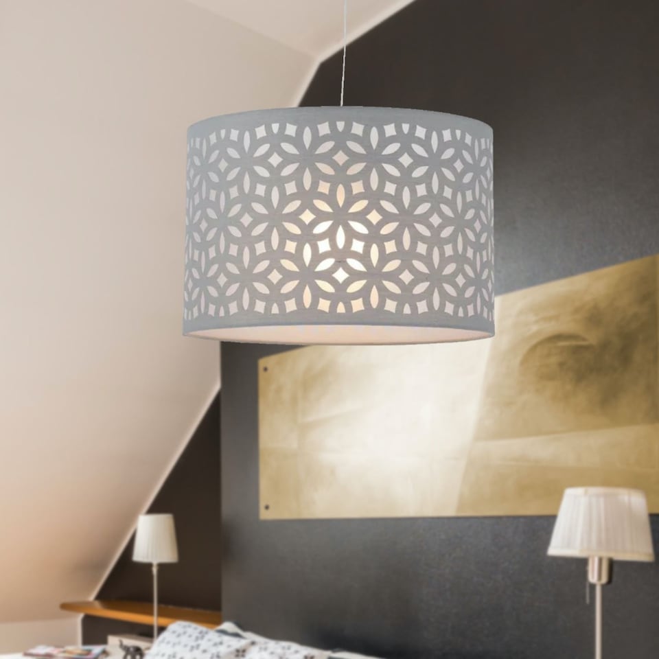 image 1 of Grey Laser Cut 30cm Pendant Lightshade | Grey | Large | 1
