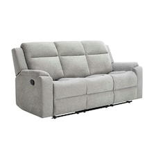 Orka 3 Seater Manual Recliner Chenille Fabric Sofa Grey