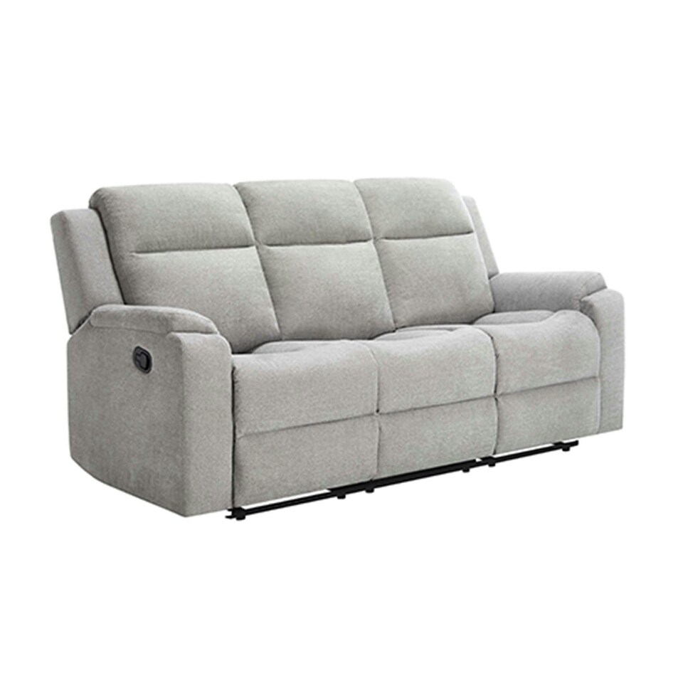 image 1 of Orka 3 Seater Manual Recliner Chenille Fabric Sofa Grey