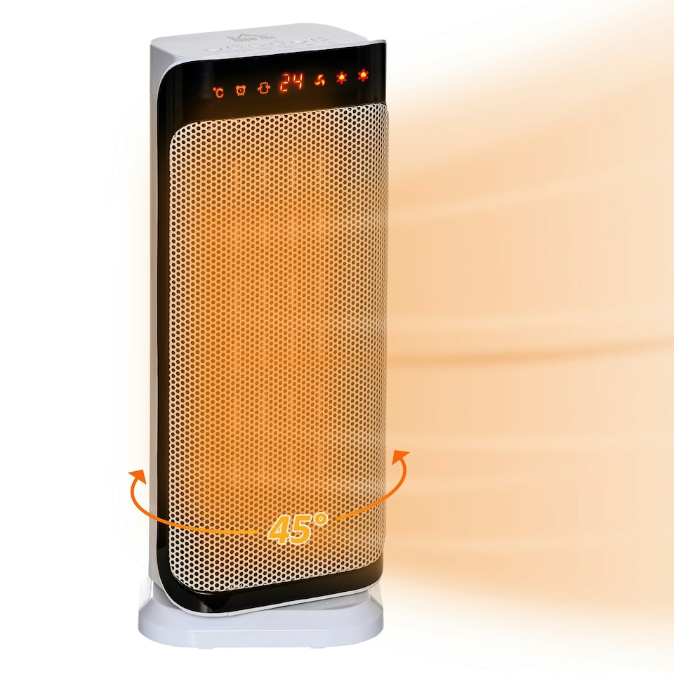image 1 of HOMCOM Oscillating Ceramic Space Heater w/ Remote Control, Timer & Safety System