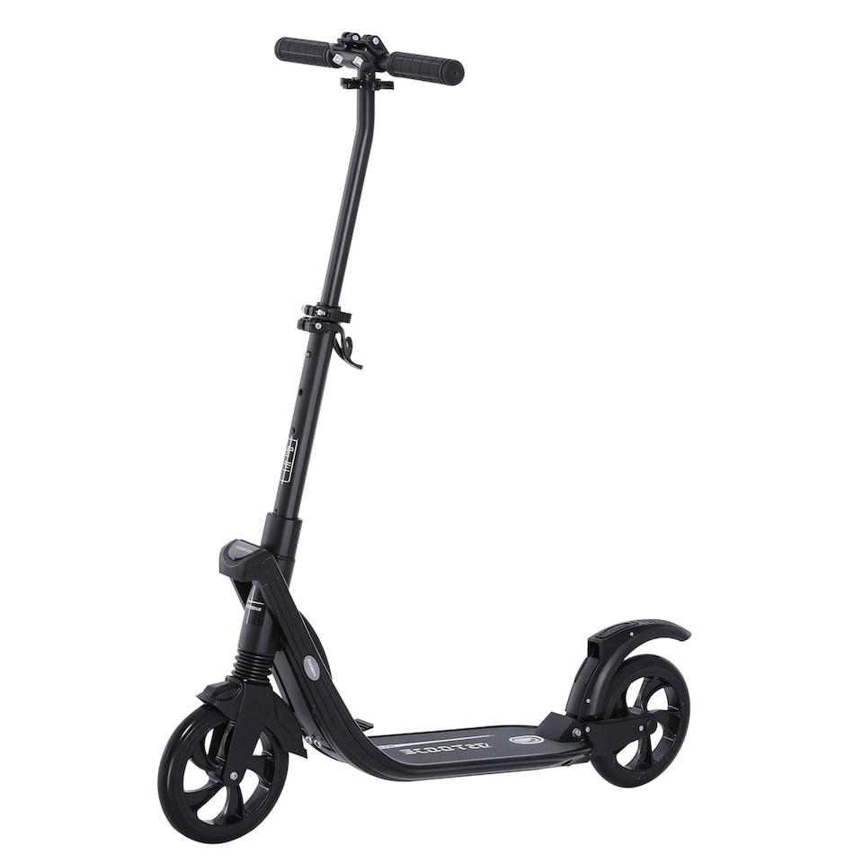 image 1 of HOMCOM Folding Kick Scooter Teens Adult Ride On Adjustable 2 Big Wheels Black