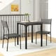 image 8 of HOMCOM 3 Pcs Compact Dining Table 2 Chairs Set Grey Wood Grain 