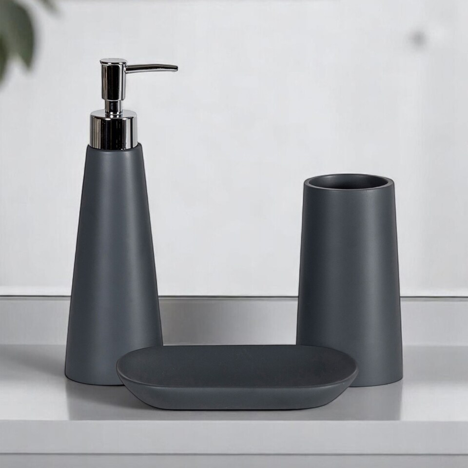 image 1 of Showerdrape Alto Grey 3 Piece Bathroom Accessory Set | Grey | 1