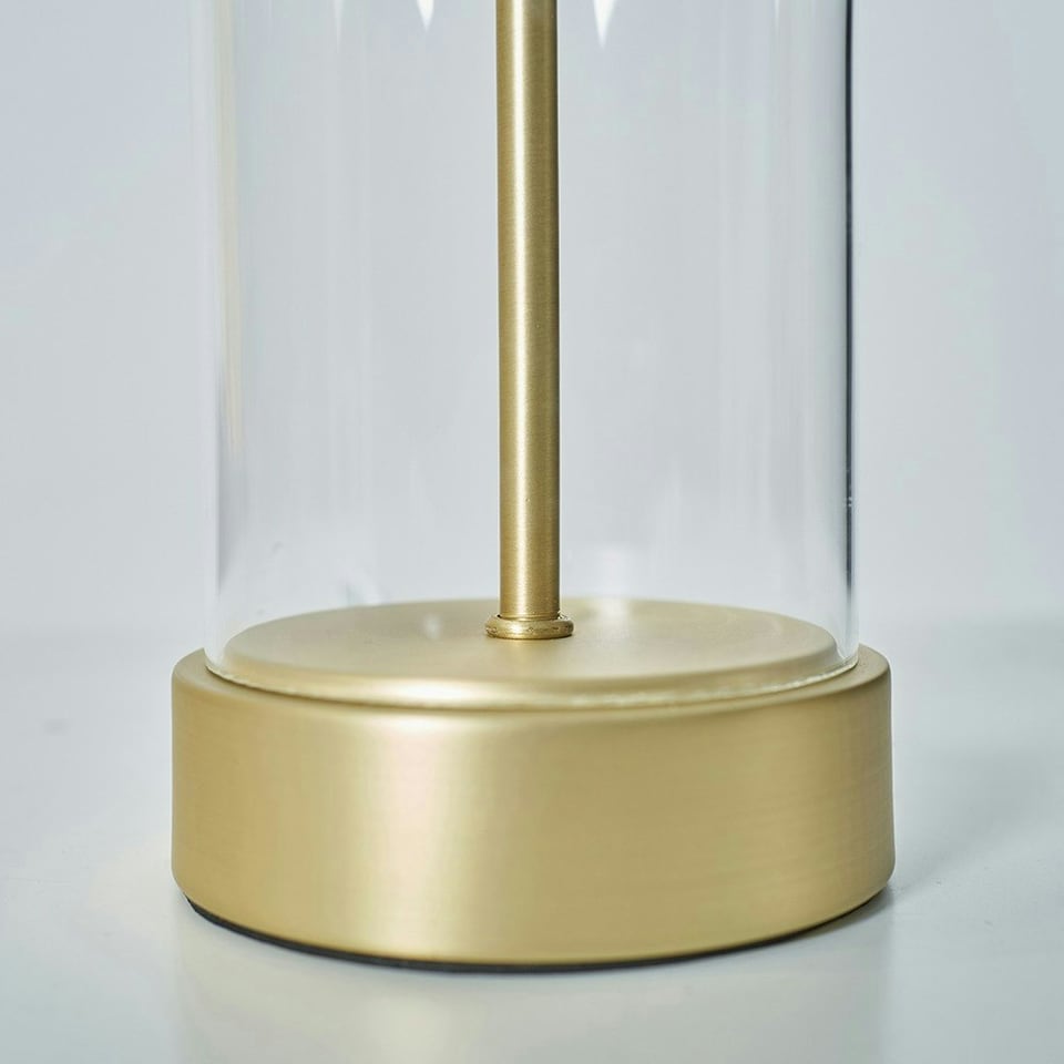 image 1 of ValueLights Contemporary Matt Gold And Clear Tube Table Lamp Base