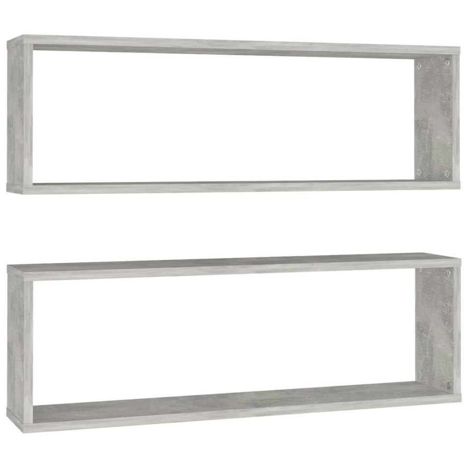 Wall Cube Shelf 2 pcs Concrete Grey 80x15x26.5 cm Engineered Wood ...