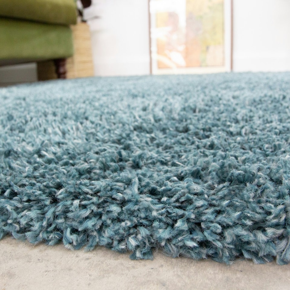 image 1 of KUKOON Ocean Blue Deep Pile Shaggy Living Room Area Rug 160cm x 230cm