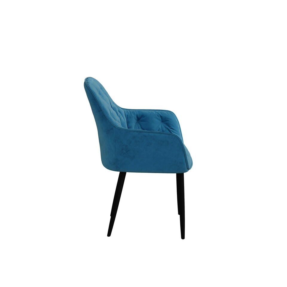image 1 of Set Of 6 Anika Modern Velvet Dining Chair Padded Seat Metal Legs (Blue)