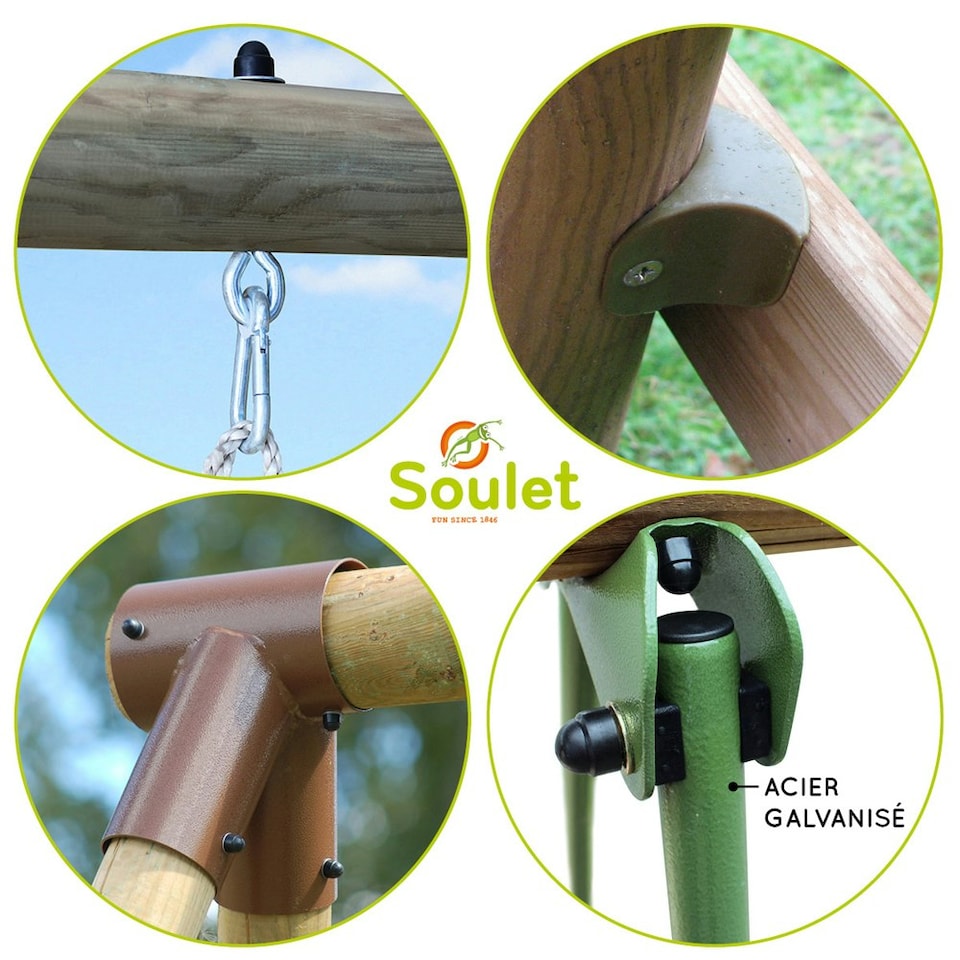 image 1 of Figue Wooden Swing Set with Slide