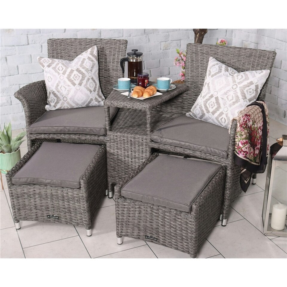 image 1 of Companion Garden Set with Pull-Out Footstools Including Cushions