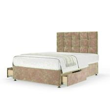 Mink Chenille 2 Drawer Divan Base and Pearl Headboard King Size