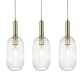 image 3 of COSYLYTE Clayton 3 Light Modern Ribbed Glass Bar Pendant Light - Brushed Brass Bronze | Brushed Brass