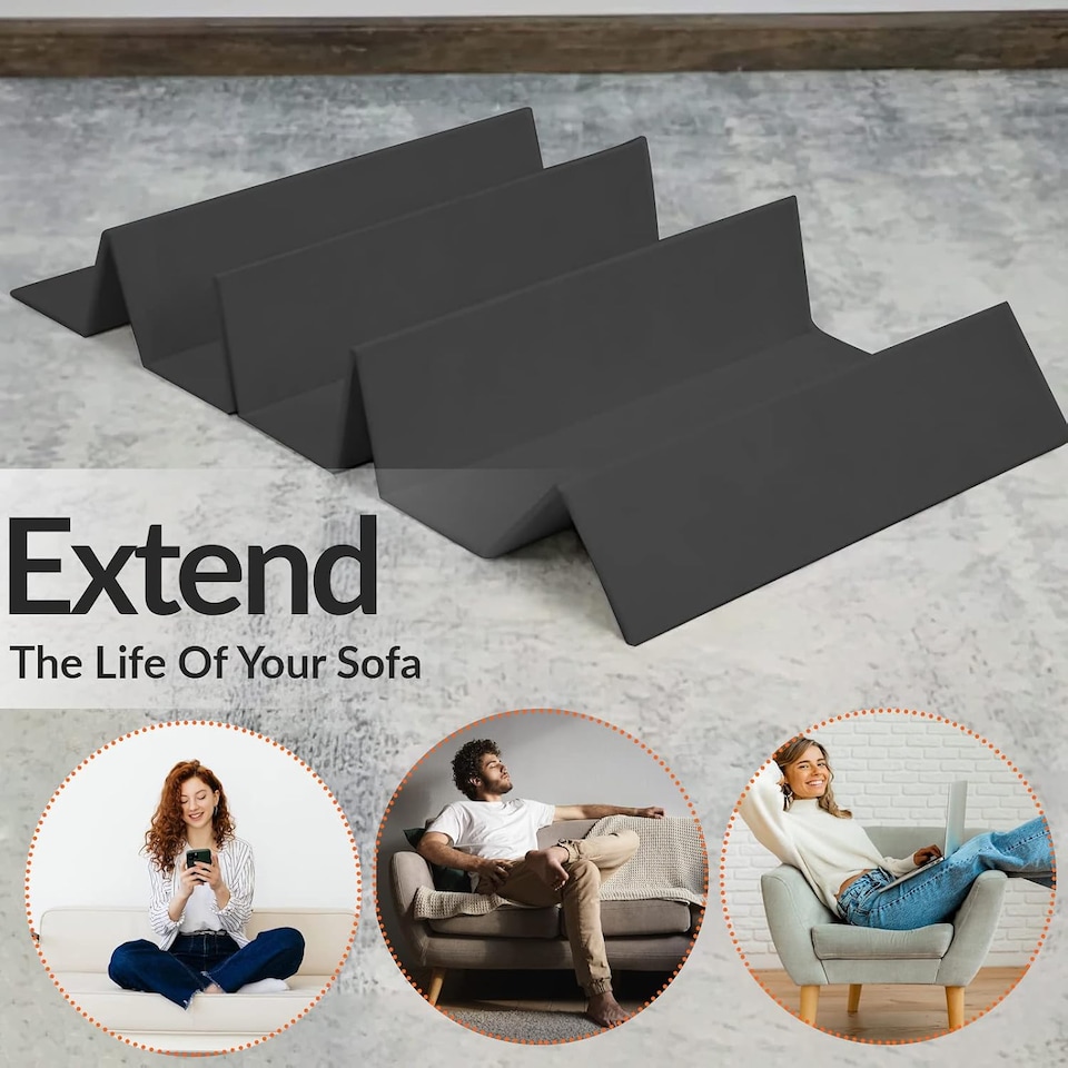 image 1 of Sofa Seat Support Board | Foldable Sofa Rejuvenator Board | Sagging Sofa Cushion Support 3 Seaters (48cm x 144cm) | Black