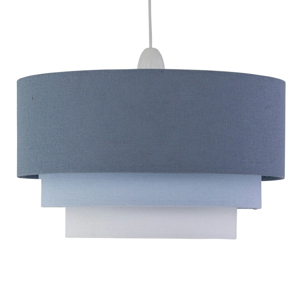 image 1 of Gabi - Blue Ombre Linen 3 Tier Ceiling Light Shade Blue