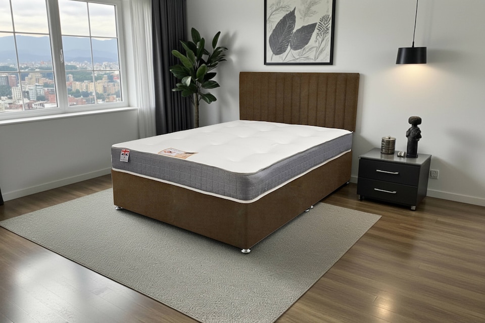 image 1 of Emily Naples Divan Bed, 0 Drawers + Sprung Memory Mattress & Headboard