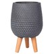 image 1 of Honeycomb Style Dark Grey Planter with Legs, Round Indoor Plant Pot Stand for Indoor Plants by Idealist Lite D21 H34 cm, 6L
