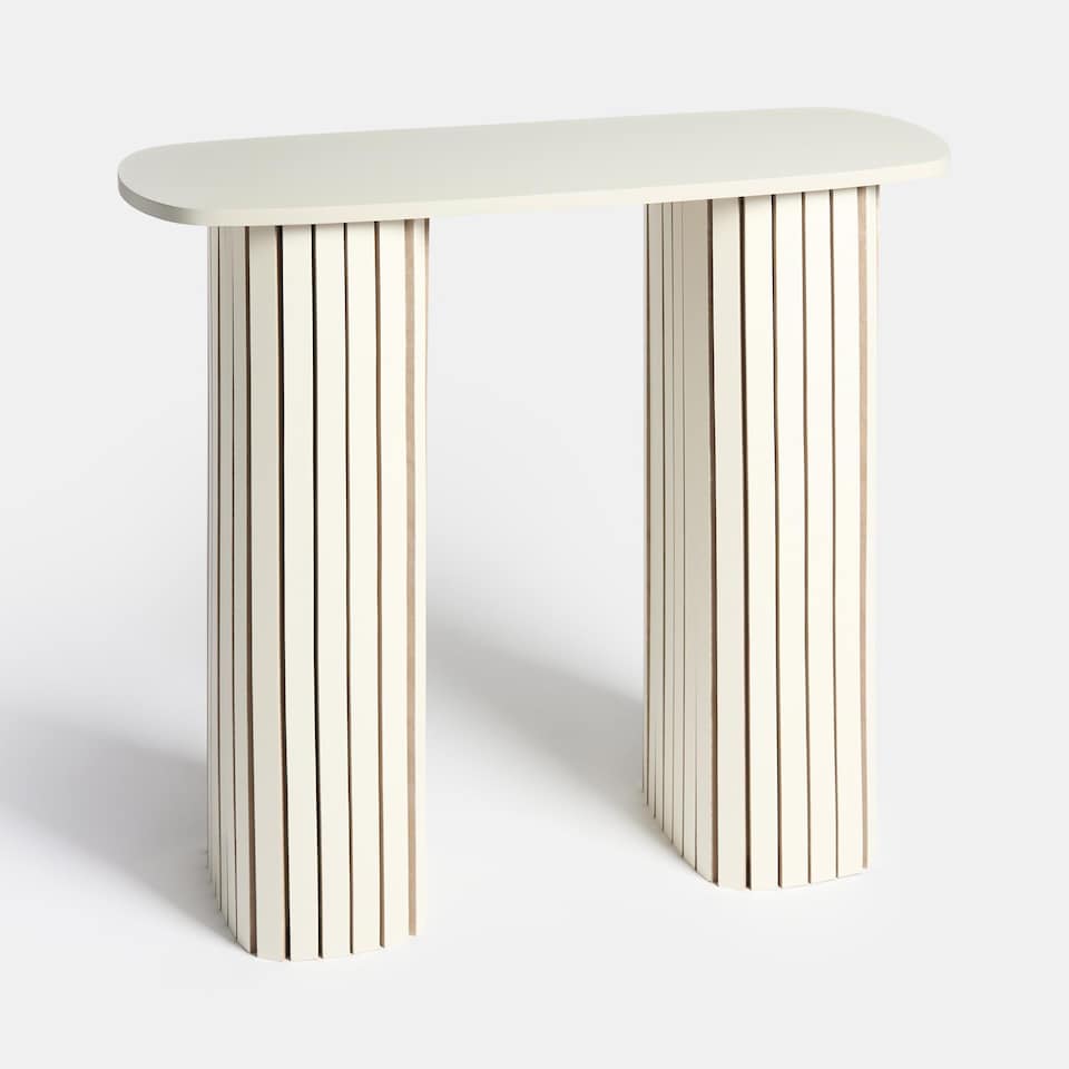 image 1 of OHS Madison Console Table Ribbed Engineered Wood Entryway Display Desk | Cream | Cream