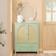 image 3 of SoBuy Sideboard Storage Cabinet with 4 Drawers & 2 Rattan Doors, Green, 27.6x13.4x35.4 inches, 26.6 kg - FSB72-GR