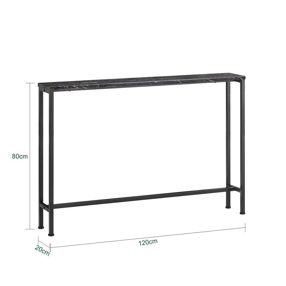 image 1 of SoBuy Slim Console Table, Black Marble Effect Top, Metal Frame, 47.2x7.9x31.5 in, 6.15 kg - FSB19-XL-SCH