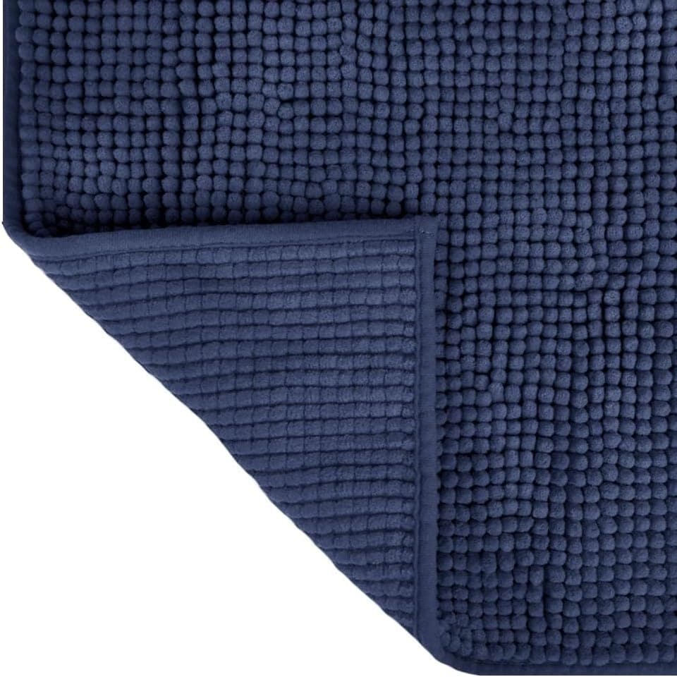image 1 of Chenille Bobble Bath Mat Non-Slip 60 x 90cm - Navy Blue