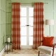 image 1 of OHS Winsford Woven Check Print Ring Top Panel Pair Blackout Eyelet Curtains, 66x54" Multi | Rust/Natural