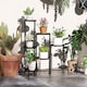 image 2 of Outsunny 3 Tier Foldable Corner Plant Stand for Indoor Outdoor, Black | Black | Black