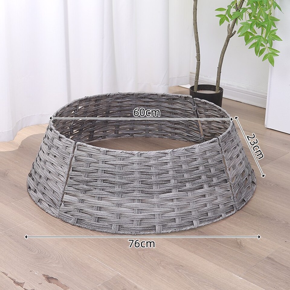 image 1 of 76cm Christmas Xmas Tree Skirt Round Decorative Festive Base Stand Cover 4 Pcs | Grey | Grey