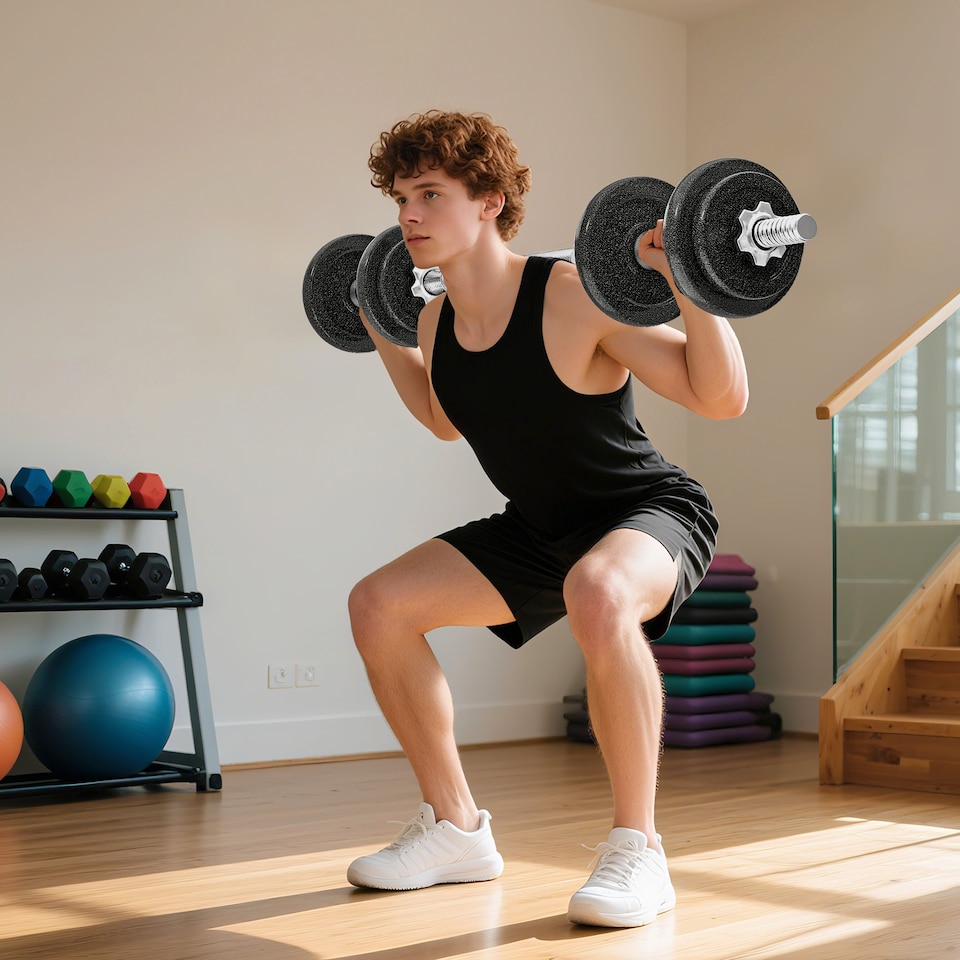 image 1 of SPORTNOW 2-in-1 Adjustable Dumbbells Set, 20kg Weights Dumbbells Set with Non-Slip Grip for Strength Training, Weight Lifting, Bodybuilding, Home Gym Workout Equipment for Men & Women | Grey | Standard