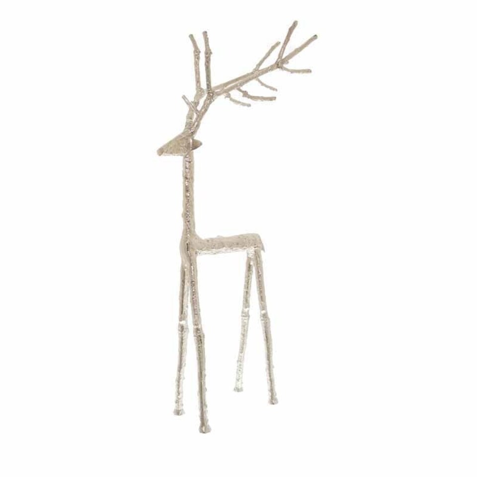 image 1 of Large Standing Stag Ornament - Metal - L21 x W28 x H69 cm - Silver